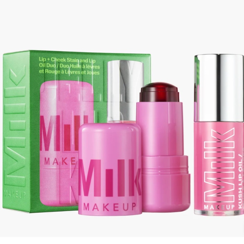 Milk Makeup Jelly Lip Kit Lip Cheek Stain and Lip Oil Duo poppy pink & baby pink